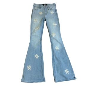 Hollister Flare Wide Leg Floral Jeans Sz 1